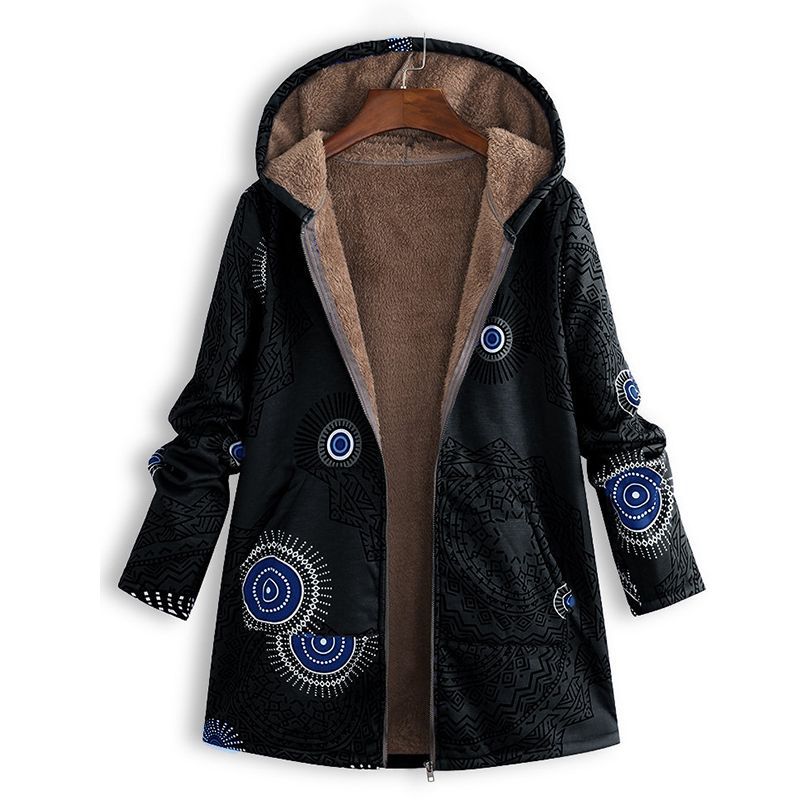 Manteau long femme printemps à capuche et poches avant