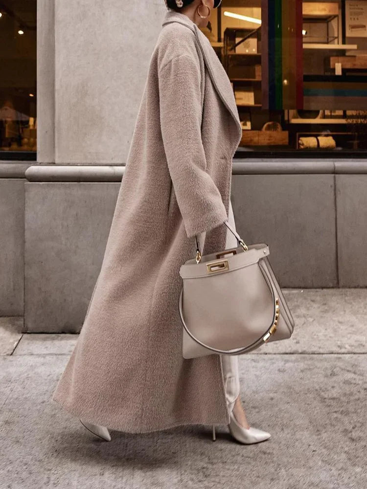 Manteau long oversized d'hiver élégant pour femme