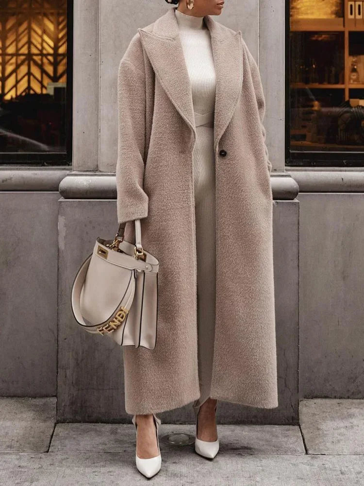 Manteau long oversized d'hiver élégant pour femme