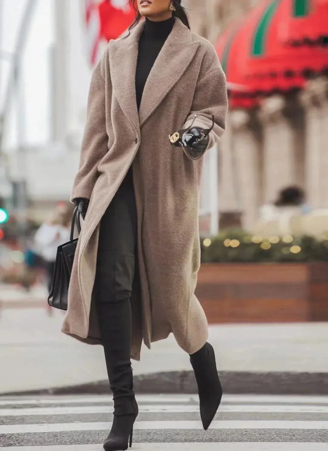 Manteau long oversized d'hiver élégant pour femme