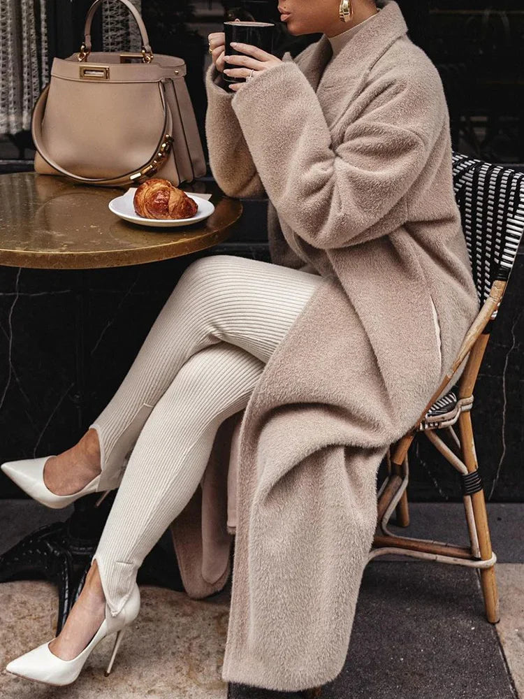 Manteau long oversized d'hiver élégant pour femme