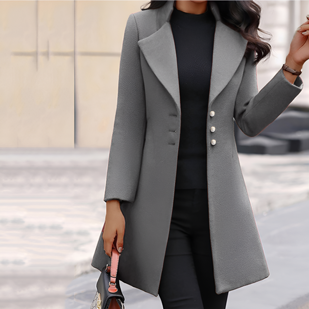 Manteau long pour femme à 3 boutons