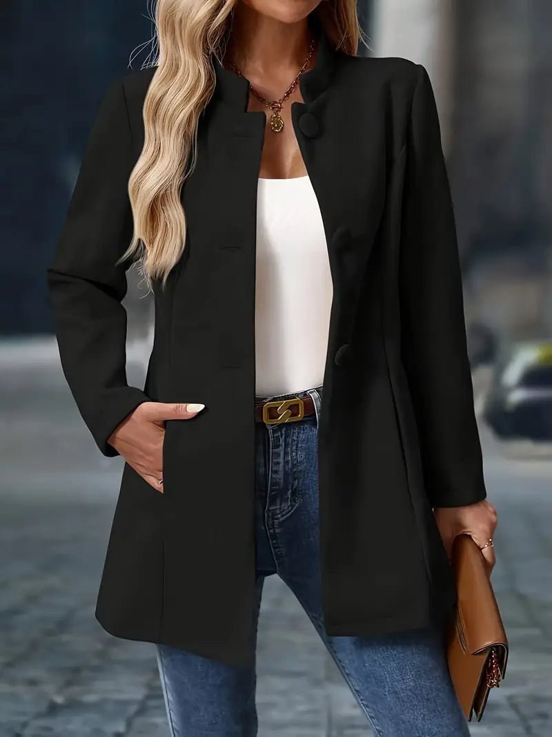 Manteau mi-long élégant d'hiver en mélange de laine pour femme