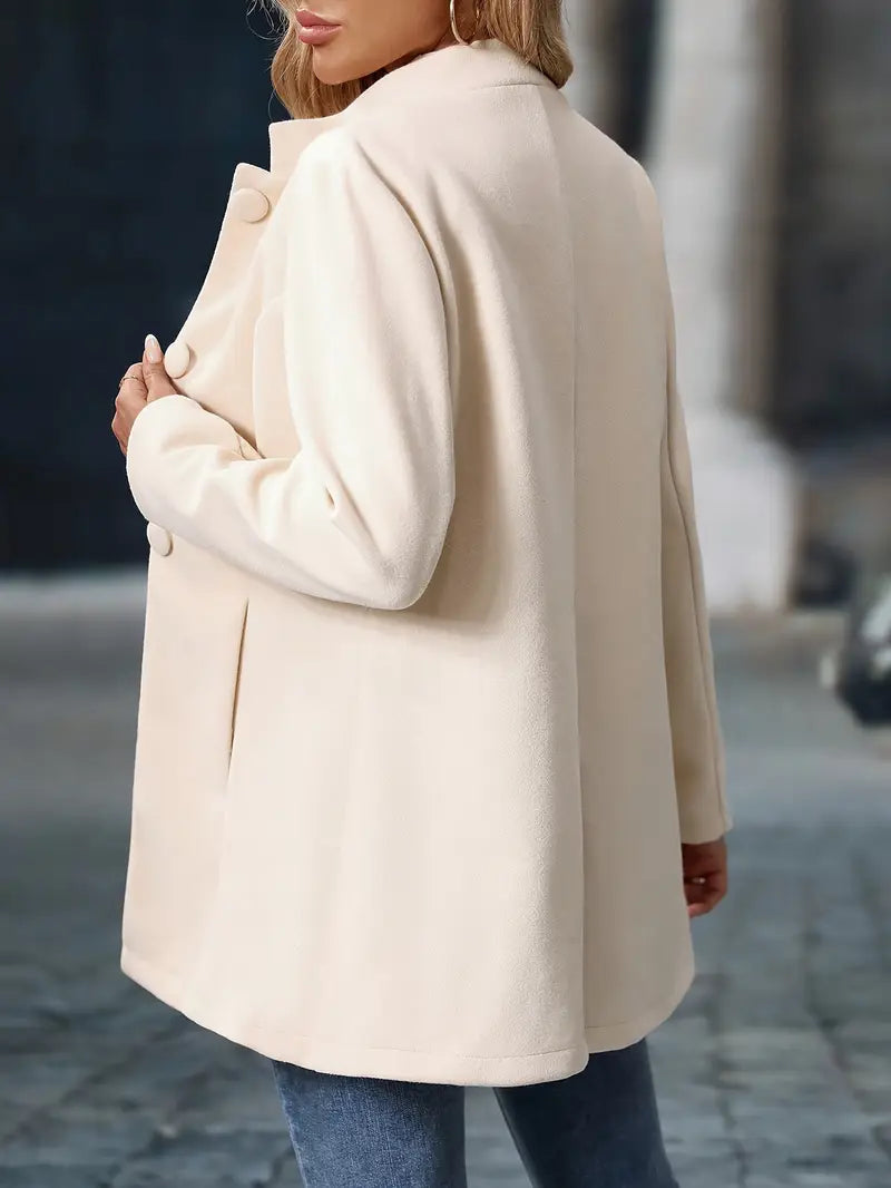 Manteau mi-long élégant d'hiver en mélange de laine pour femme