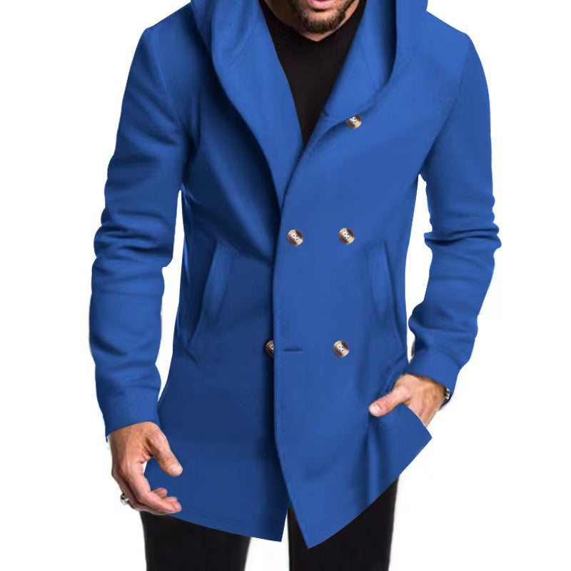 Manteau tendance à capuche et double boutonnage pour homme