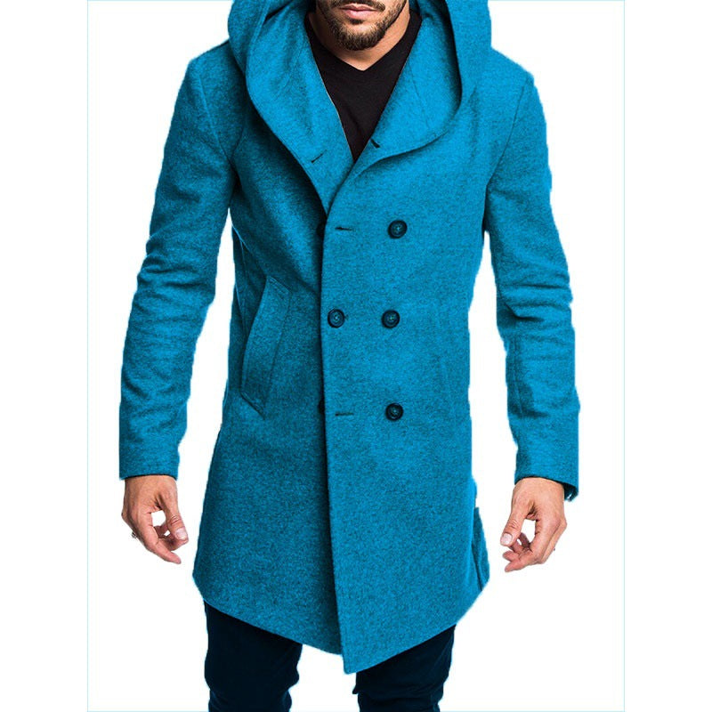 Manteau tendance à capuche et double boutonnage pour homme