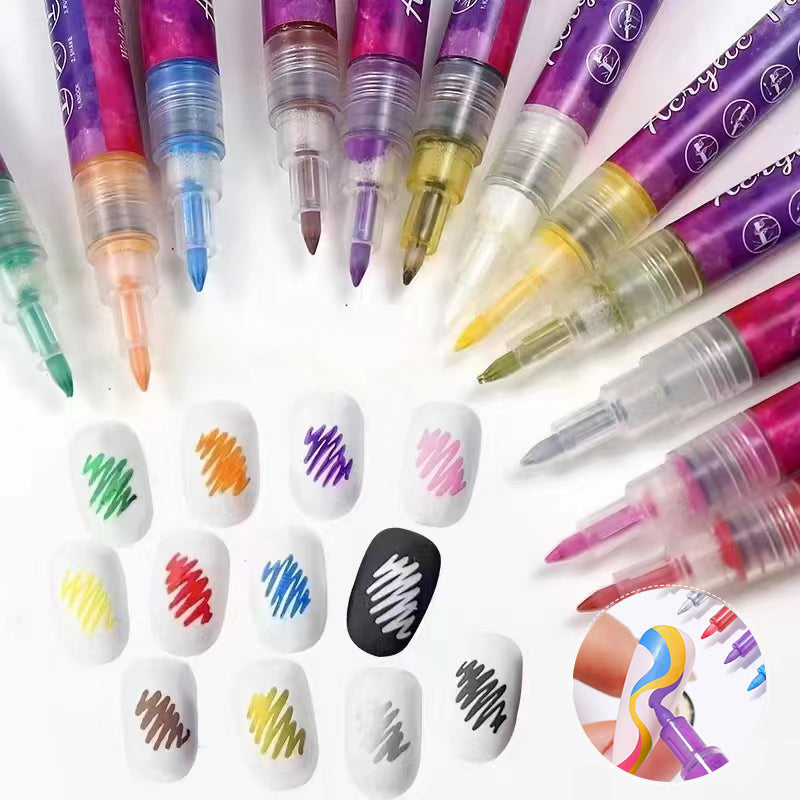 Marqueurs pour nail art – Ensemble de 12 pour décoration d'ongles