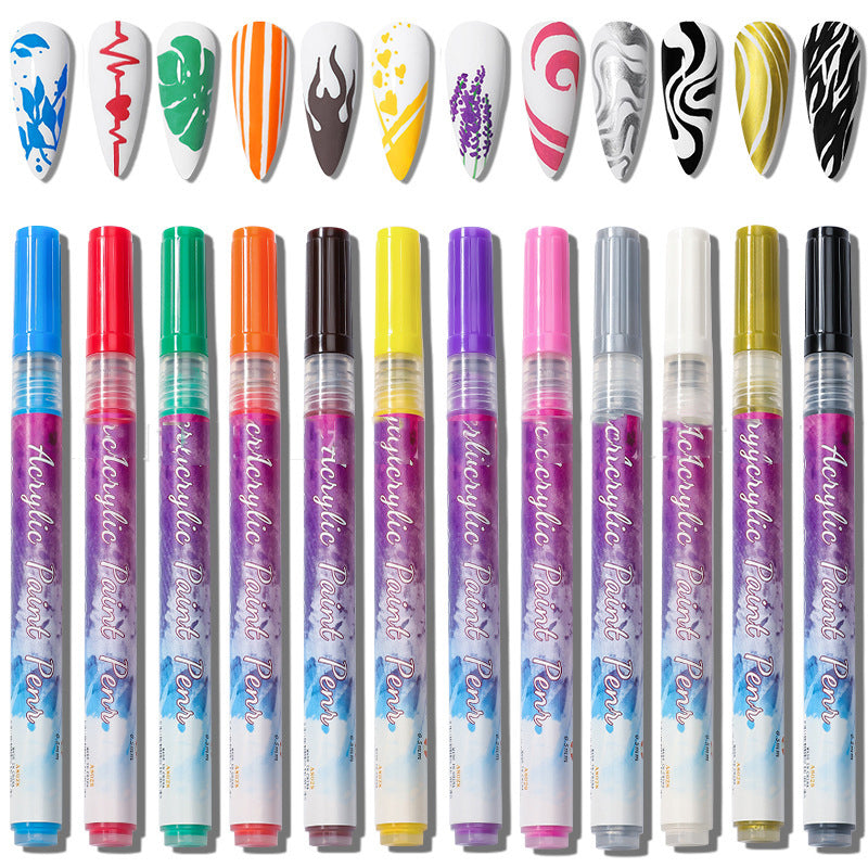 Marqueurs pour nail art – Ensemble de 12 pour décoration d'ongles