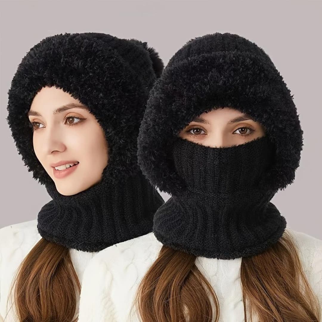 Masque de ski balaclava ajustable coupe-vent en polaire sherpa avec tour de cou