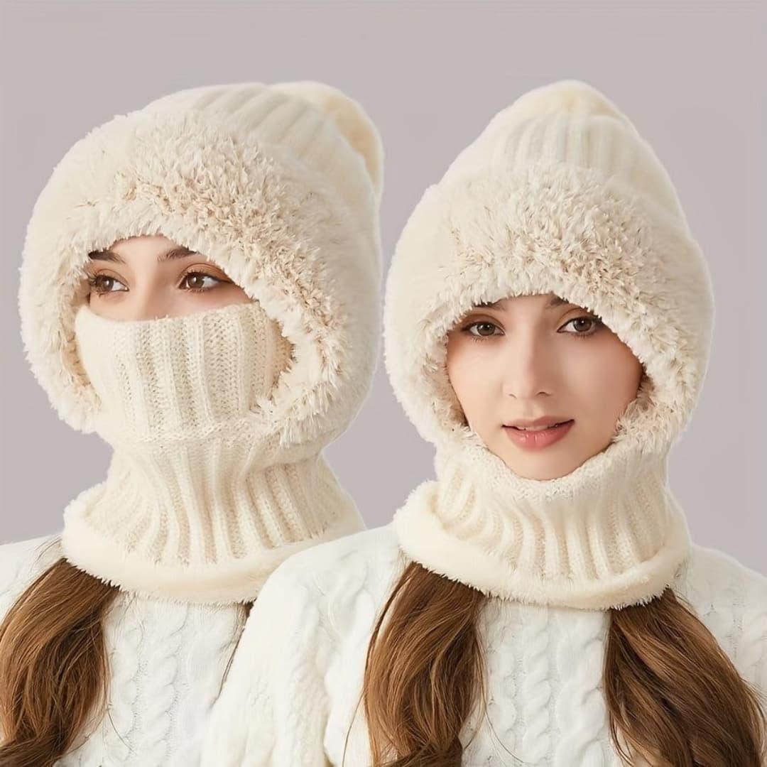 Masque de ski balaclava ajustable coupe-vent en polaire sherpa avec tour de cou