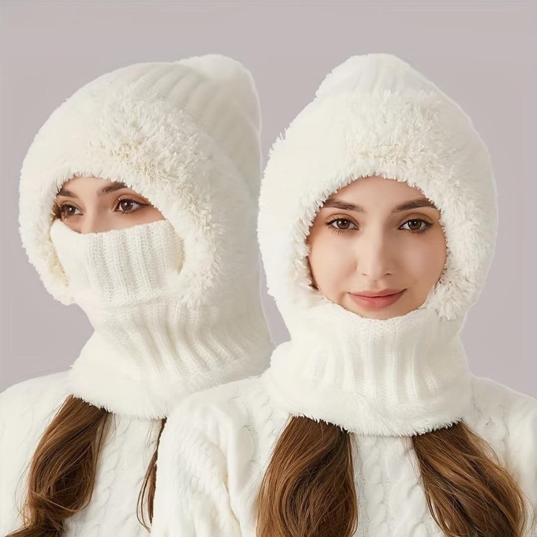 Masque de ski balaclava ajustable coupe-vent en polaire sherpa avec tour de cou
