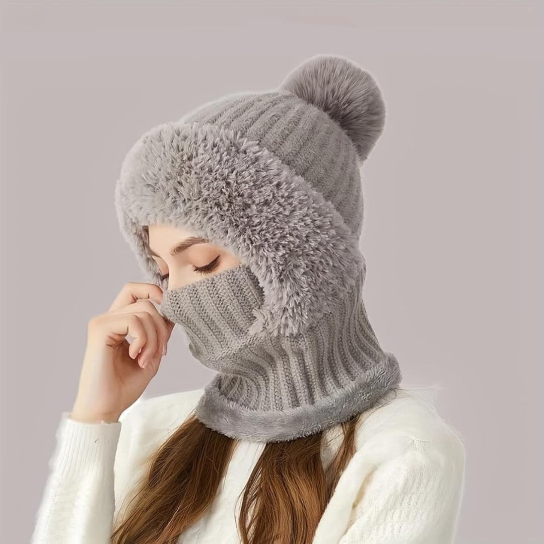 Masque de ski balaclava ajustable coupe-vent en polaire sherpa avec tour de cou