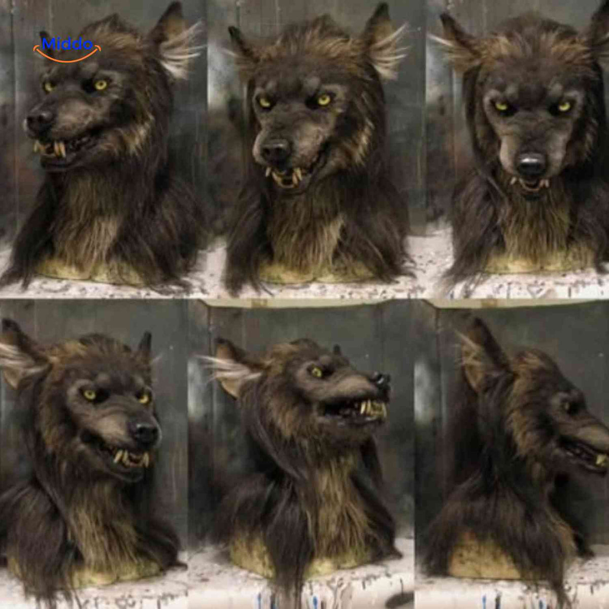 Masque tête de loup en latex, luminescent, idéal pour Halloween