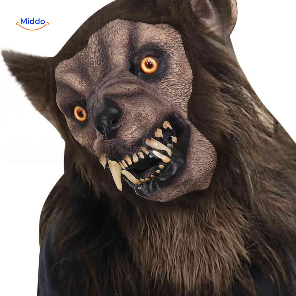 Masque tête de loup en latex, luminescent, idéal pour Halloween
