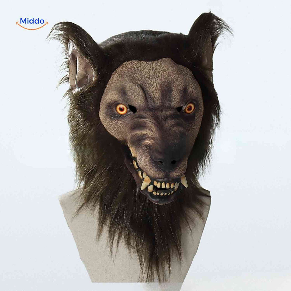 Masque tête de loup en latex, luminescent, idéal pour Halloween
