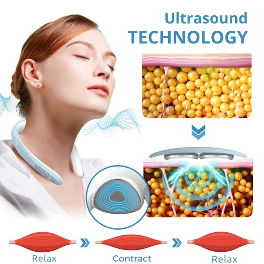 Masseur de cou | Drainage lymphatique par ultrasons | Aide de massage sans fil