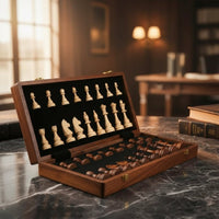 MASTERFOLD – Juego de ajedrez premium de madera con piezas duraderas de madera maciza