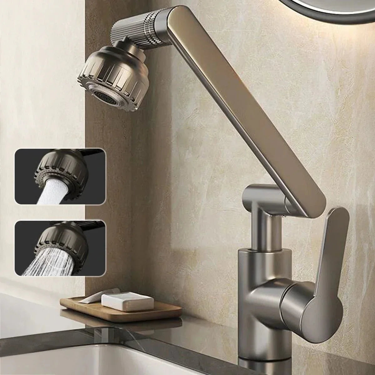 MECHAFLOW 360 – 360° Robotic Arm Kitchen Faucet with Bubble & Shower Spray