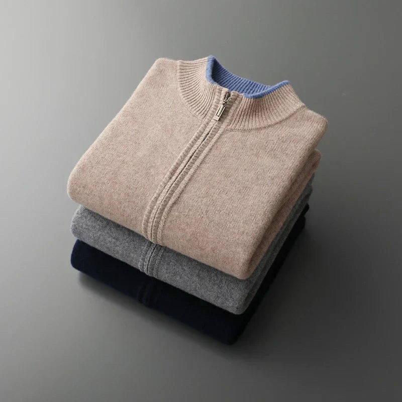 Men's Cashmere Zip Jacket Warm and Stylish - Perfect for Autumn