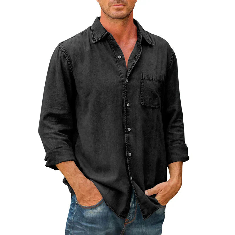 Men's Denim Long Sleeve Button Down Shirt