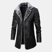 Manteau d'hiver en cuir pour homme élégant