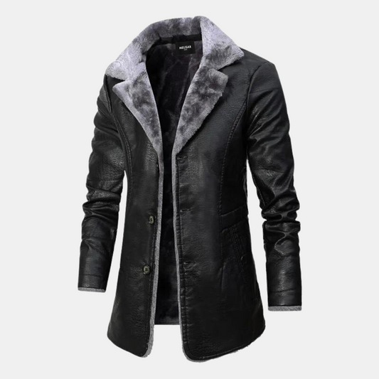 Men's Winter Leather Coat Elegant Leather