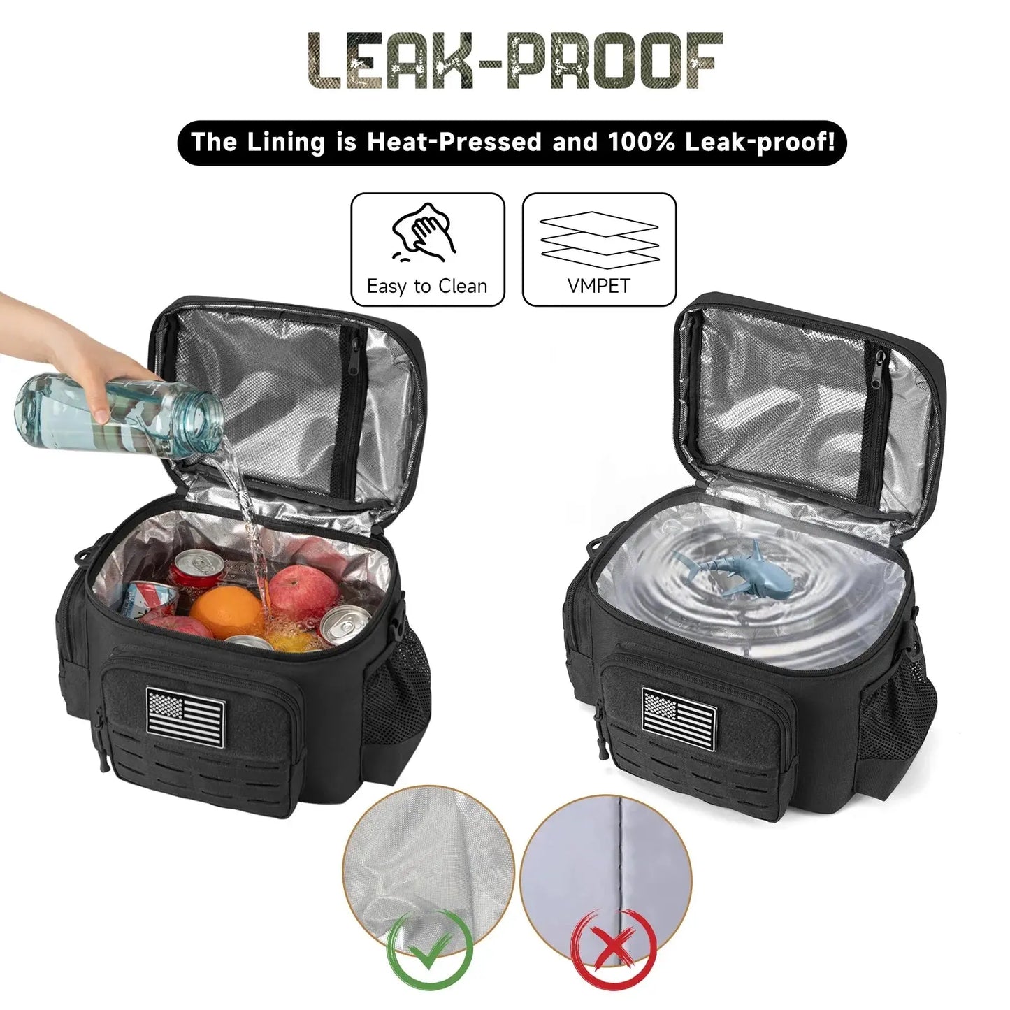 Military Tactical Insulated Meal Bag for Men 13L (Black)