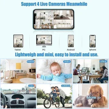 Mini caméra sans fil magnétique avec transmission en direct audio et vidéo