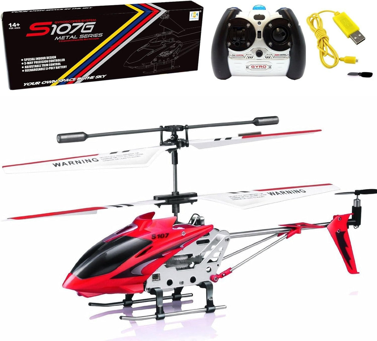 Mini-hélicoptère télécommandé incassable avec gyroscope - Rouge