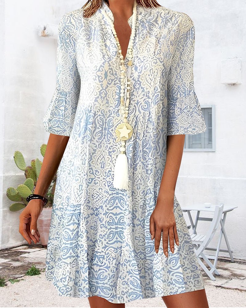 Mini-robe trapèze à col en V pour femme