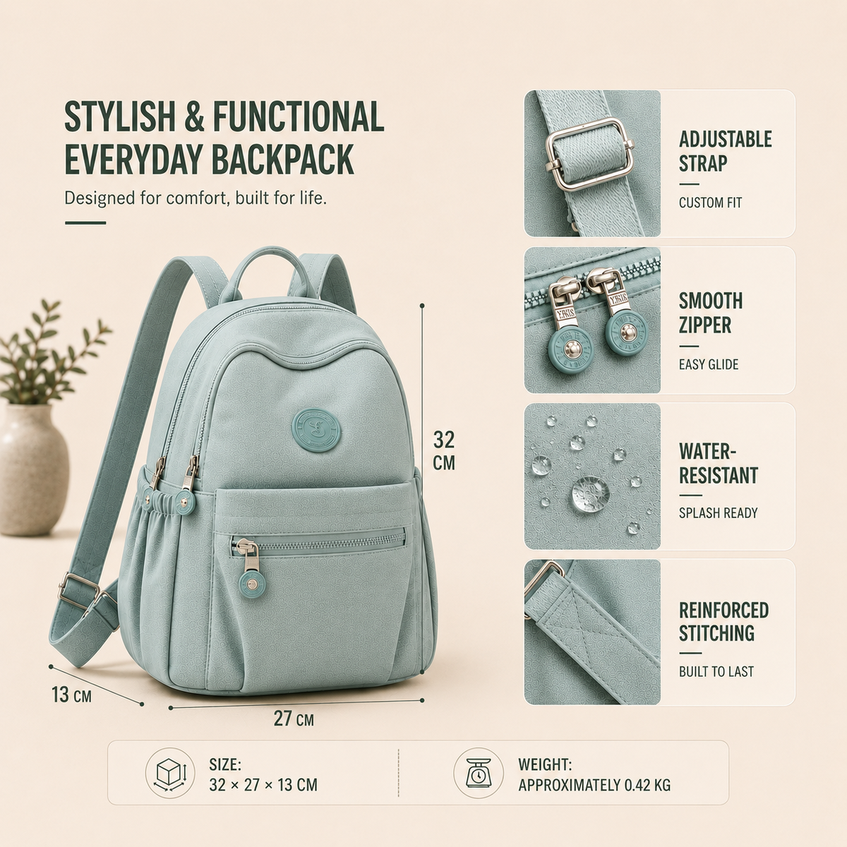 Mini sac à dos casual en nylon