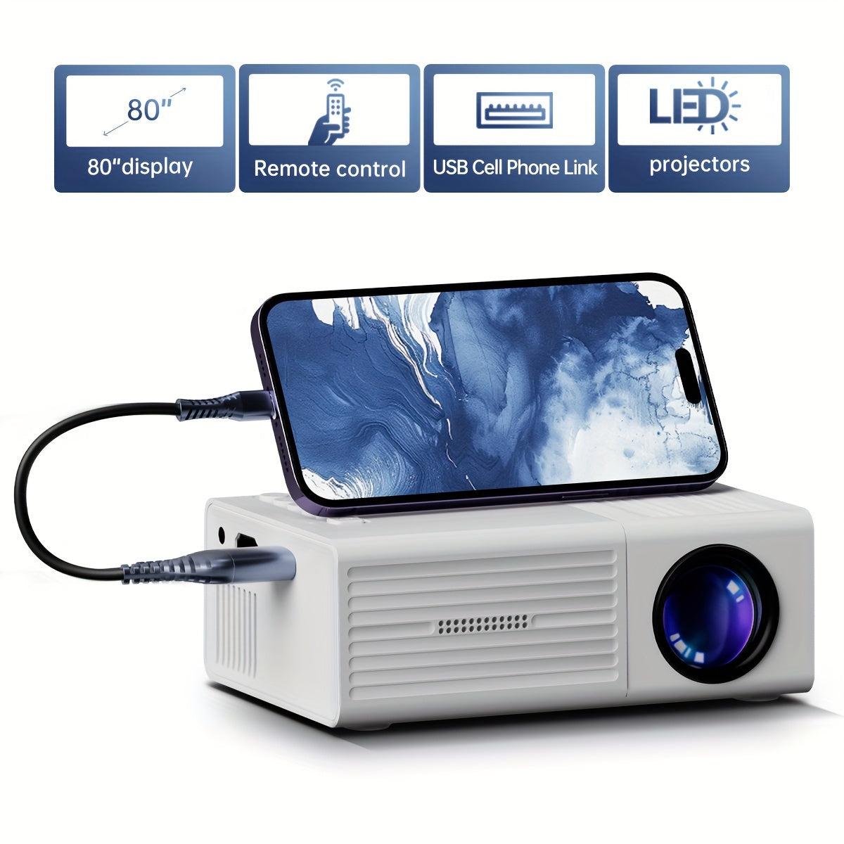 Mini Ultra-Bright Projector 3000 Lumens – Portable, HDTV & USB, Ideal for Home & Outdoor Cinema!