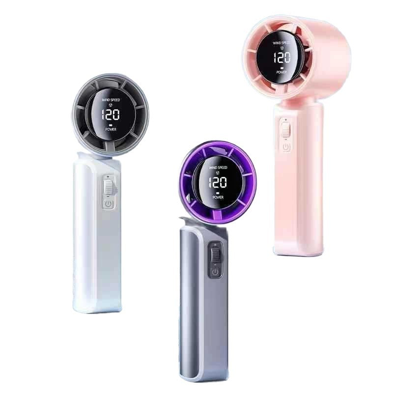 Mini-ventilateur à main portable sans pales pour refroidissement avec affichage numérique de la vitesse