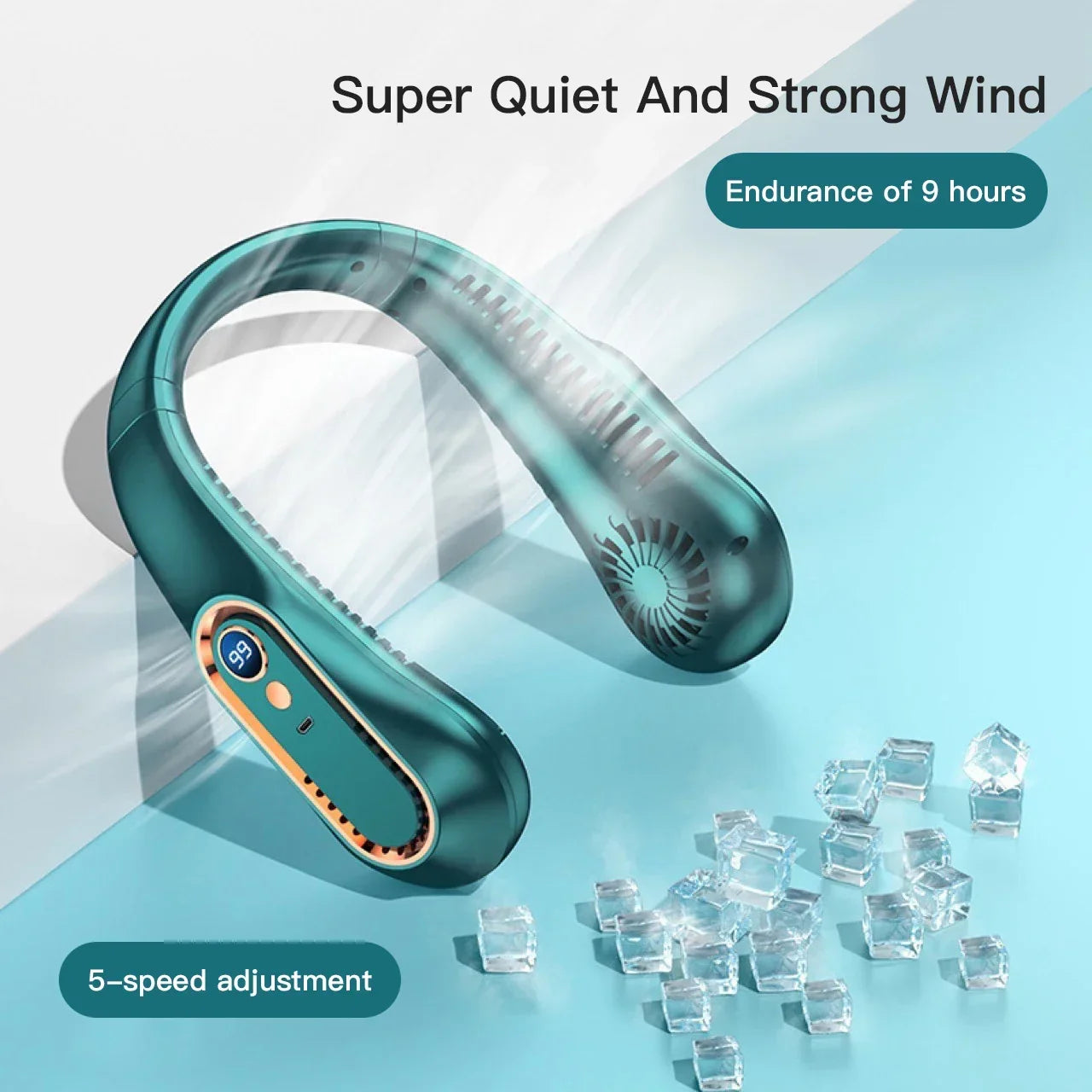 Mini ventilateur de cou portable sans pales avec écran numérique - Refroidisseur cervical rechargeable USB mains libres