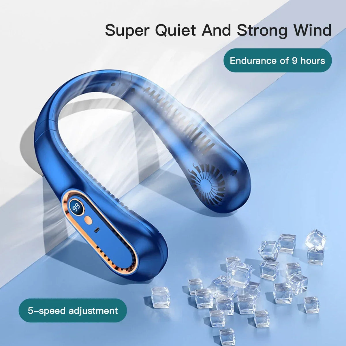 Mini ventilateur de cou portable sans pales avec écran numérique - Refroidisseur cervical rechargeable USB mains libres