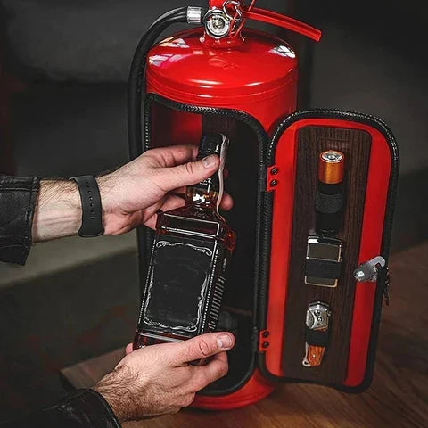 Minibar extincteur | Fabrication artisanale avec intérieur en bois | Design industriel