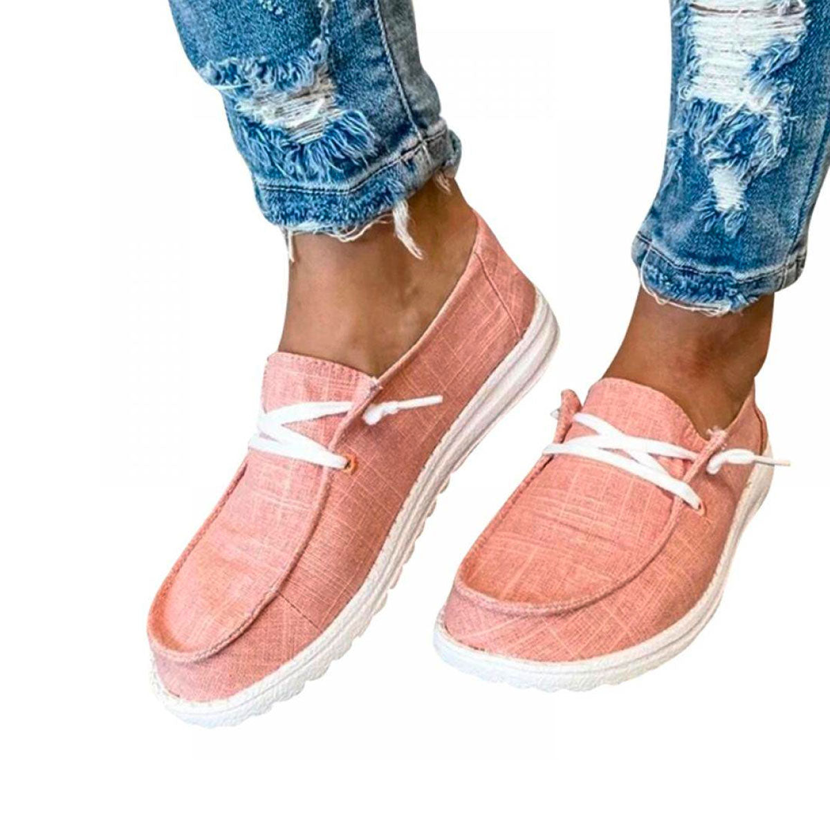 Mocassins en toile à lacets pour femme