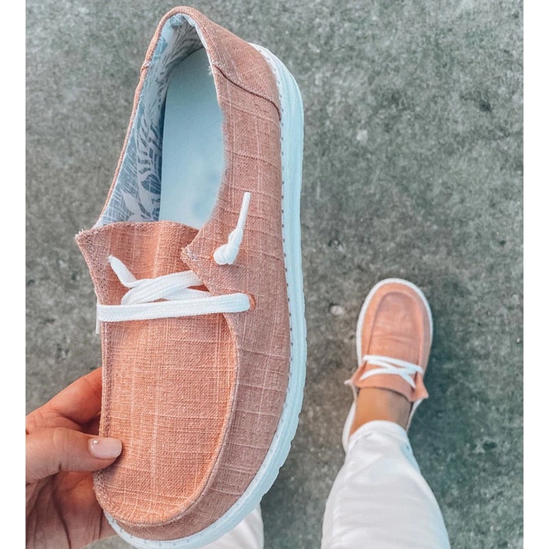 Mocassins en toile à lacets pour femme