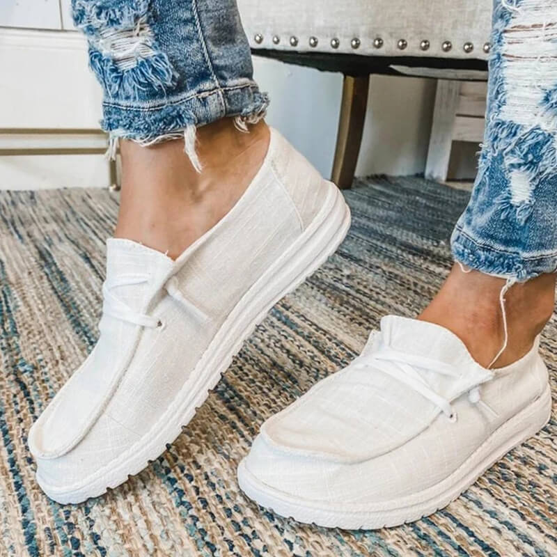 Mocassins en toile à lacets pour femme