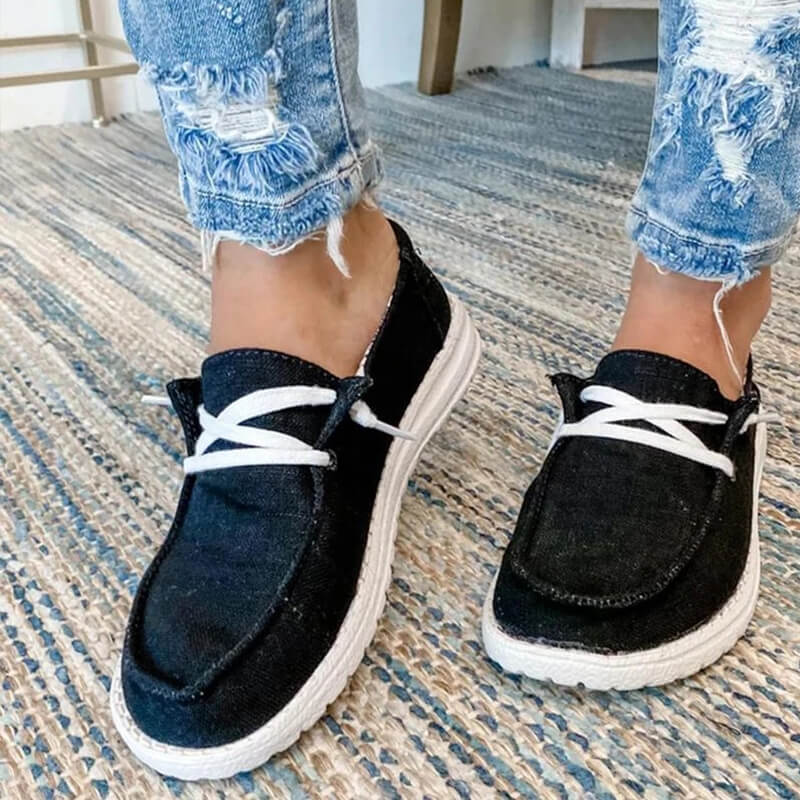 Mocassins en toile à lacets pour femme