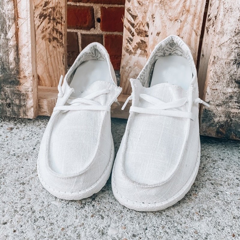 Mocassins en toile à lacets pour femme