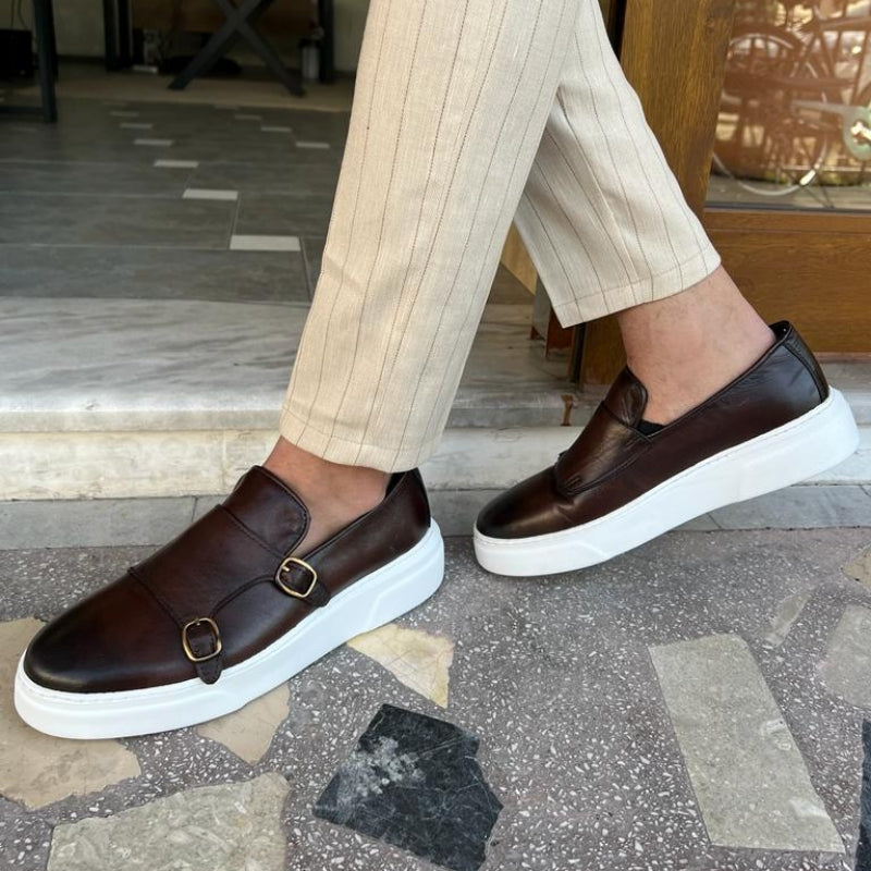 Mocassins slip-on pour homme à boucle monk strap