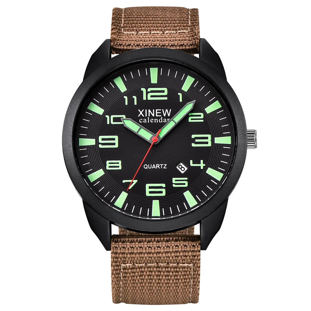 Montre à quartz avec cadran lumineux et calendrier