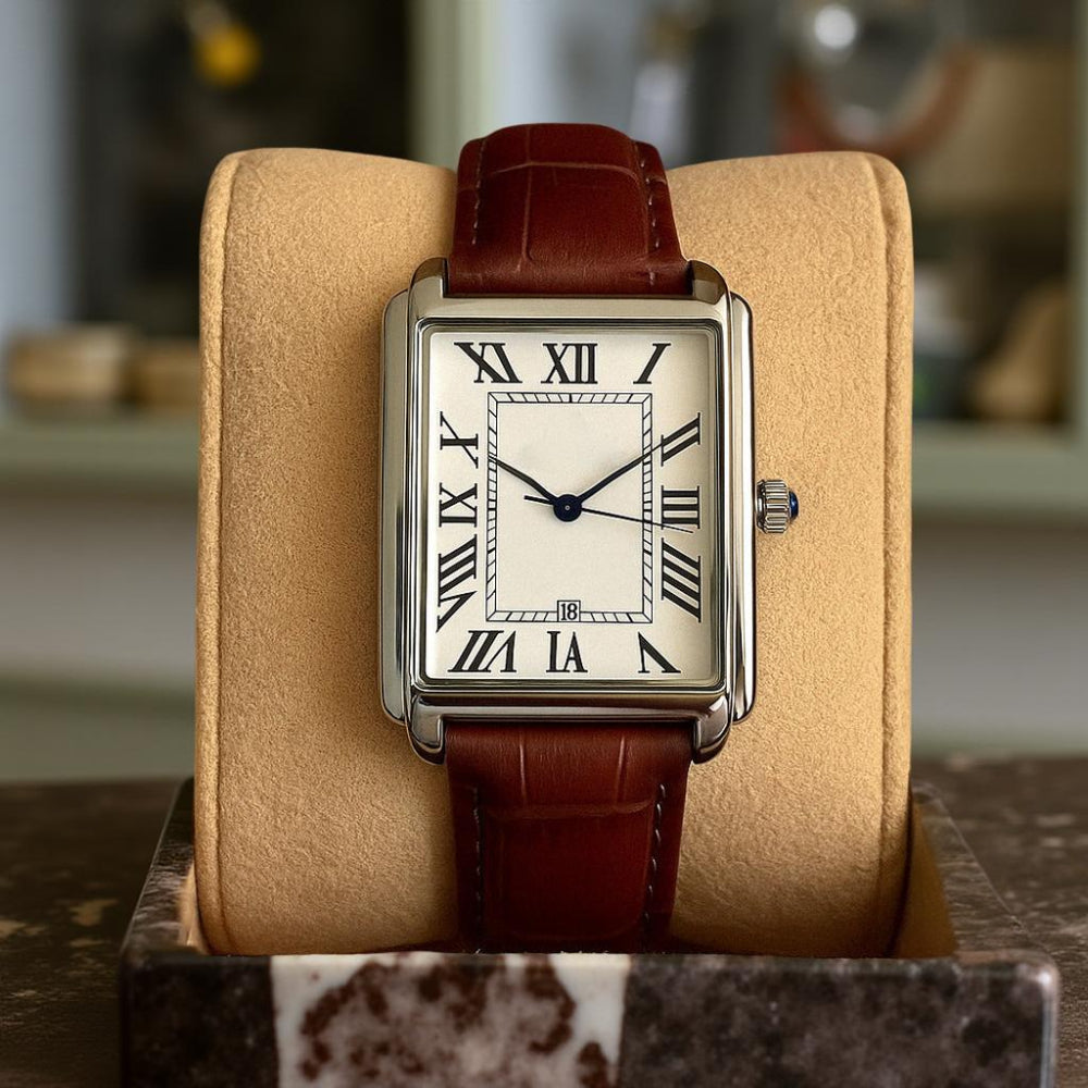 Montre analogique carrée classique de style rétro pour homme
