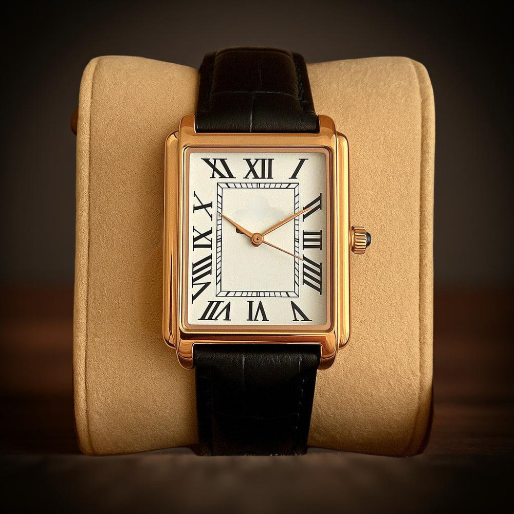 Montre analogique carrée classique de style rétro pour homme