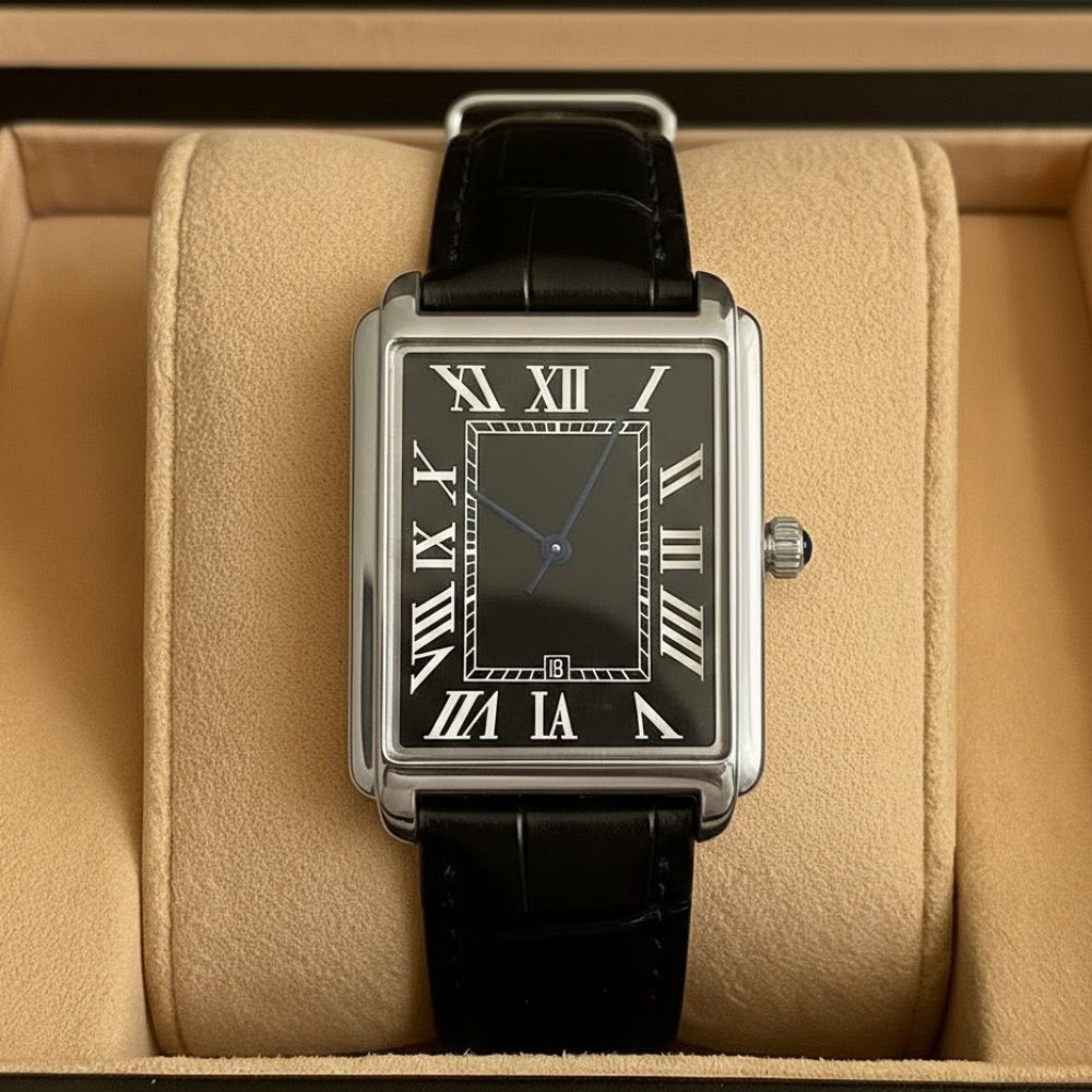 Montre analogique carrée classique de style rétro pour homme