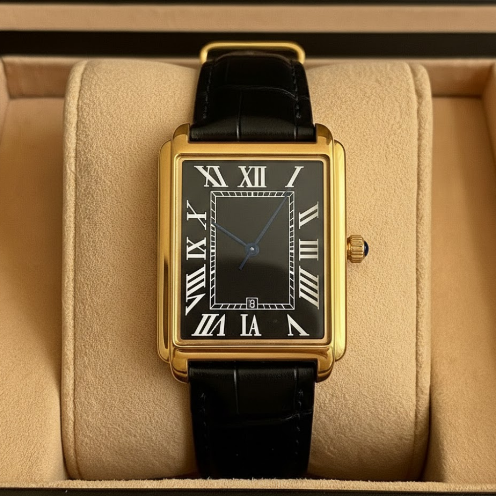 Montre analogique carrée classique de style rétro pour homme