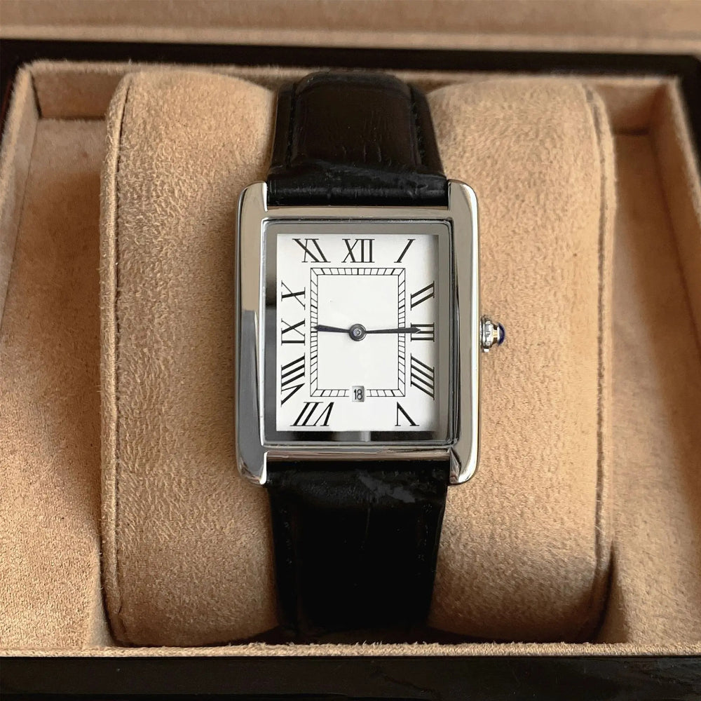 Montre analogique carrée classique de style rétro pour homme