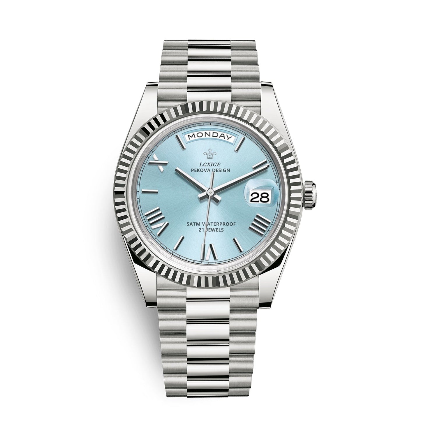 Montre automatique pour homme avec affichage du jour et de la date – Intemporelle et élégante