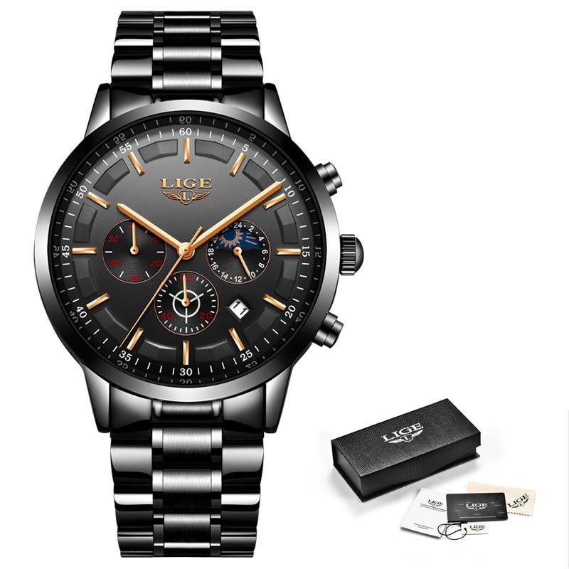 Montre-bracelet en acier noir